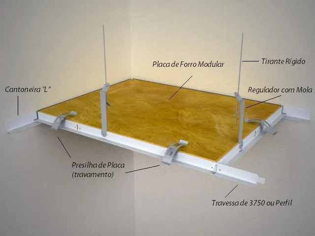 forro modular de lã de vidro